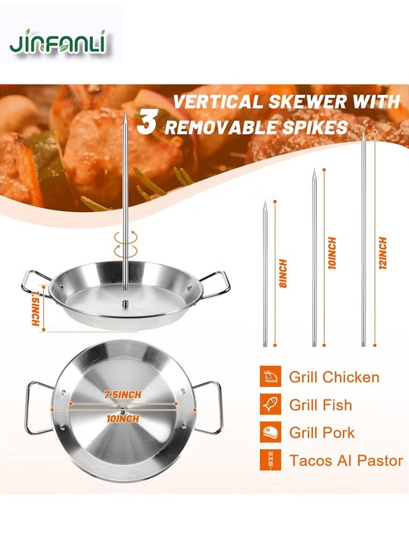 جين فان ل أنا شواية دوارة متعددة الاستخدامات من الفولاذ المقاوم للصدأ - قاعدة 10 بوصات + شوكة 8/10/12 بوصة - للحوم البقر/الدجاج/الضأن - Image 2